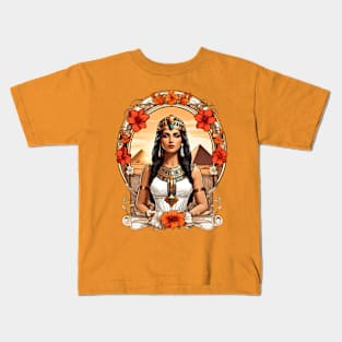 Cleopatra Queen of Egypt retro vintage floral design Kids T-Shirt